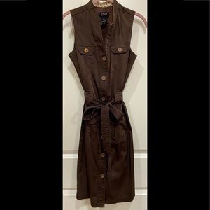 Brown Buttoned Midi Dress